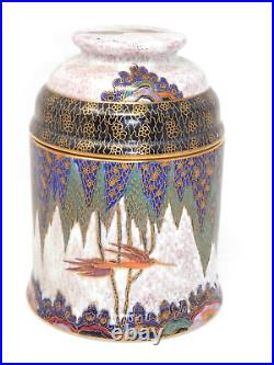 Vintage Carlton Ware Tree & Swallow Rumidor Humidor Porcelain England 6.5