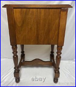 Vintage Carved Wood Humidor Cabinet Smoking Stand Walnut Copper Lined Bakelite