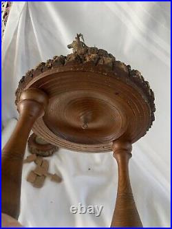 Vintage Carved Wood Humidor Clock Ram Figural Cigar Tobacco Pipe