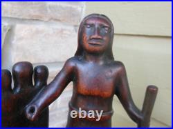 Vintage Carved Wood Humidor Pipe Cigar Smoking Stand Igorot Mahogany Figure