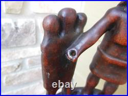 Vintage Carved Wood Humidor Pipe Cigar Smoking Stand Igorot Mahogany Figure