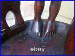 Vintage Carved Wood Humidor Pipe Cigar Smoking Stand Igorot Mahogany Figure