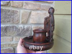 Vintage Carved Wood Humidor Pipe Cigar Smoking Stand Igorot Mahogany Figure