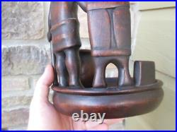 Vintage Carved Wood Humidor Pipe Cigar Smoking Stand Igorot Mahogany Figure