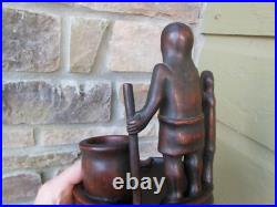 Vintage Carved Wood Humidor Pipe Cigar Smoking Stand Igorot Mahogany Figure