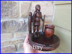 Vintage Carved Wood Humidor Pipe Cigar Smoking Stand Igorot Mahogany Figure