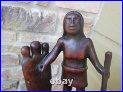 Vintage Carved Wood Humidor Pipe Cigar Smoking Stand Igorot Mahogany Figure