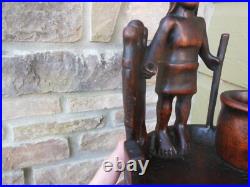 Vintage Carved Wood Humidor Pipe Cigar Smoking Stand Igorot Mahogany Figure