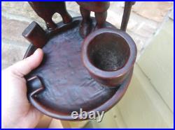 Vintage Carved Wood Humidor Pipe Cigar Smoking Stand Igorot Mahogany Figure