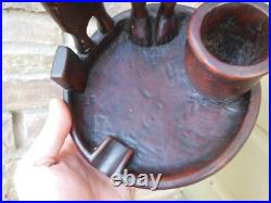 Vintage Carved Wood Humidor Pipe Cigar Smoking Stand Igorot Mahogany Figure