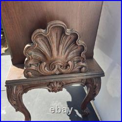 Vintage Carved Wood Smoking Cabinet Copper Lined Humidor Stand Brown Decor