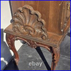 Vintage Carved Wood Smoking Cabinet Copper Lined Humidor Stand Brown Decor