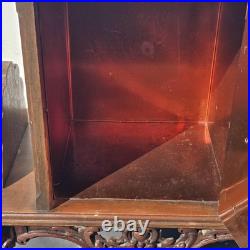 Vintage Carved Wood Smoking Cabinet Copper Lined Humidor Stand Brown Decor