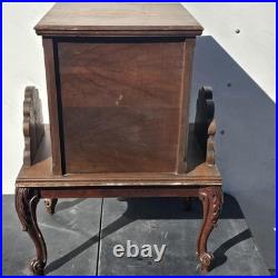 Vintage Carved Wood Smoking Cabinet Copper Lined Humidor Stand Brown Decor