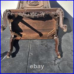 Vintage Carved Wood Smoking Cabinet Copper Lined Humidor Stand Brown Decor