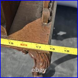 Vintage Carved Wood Smoking Cabinet Copper Lined Humidor Stand Brown Decor