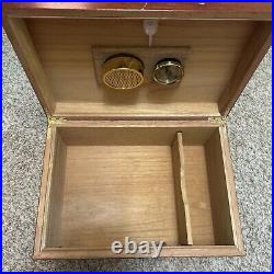 Vintage Cedar Lined Cigar Humidor With Extra Sponge 12 x 8.5 x 5 Inches