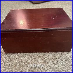 Vintage Cedar Lined Cigar Humidor With Extra Sponge 12 x 8.5 x 5 Inches