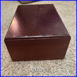 Vintage Cedar Lined Cigar Humidor With Extra Sponge 12 x 8.5 x 5 Inches