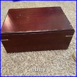 Vintage Cedar Lined Cigar Humidor With Extra Sponge 12 x 8.5 x 5 Inches