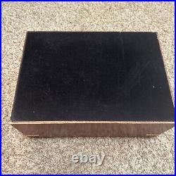 Vintage Cedar Lined Cigar Humidor With Extra Sponge 12 x 8.5 x 5 Inches