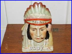 Vintage Ceramic Indian Head Tobacco Humidor