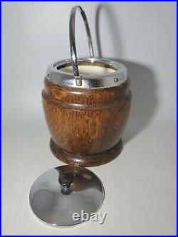 Vintage Ceramic Lined Tobacco Jar / Humidor With Silver Mounts & Handle Bar
