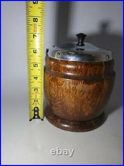 Vintage Ceramic Lined Tobacco Jar / Humidor With Silver Mounts & Handle Bar