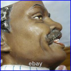 Vintage Ceramic Tobacco Jar Of Black Man In Hat & Bowtie 4444