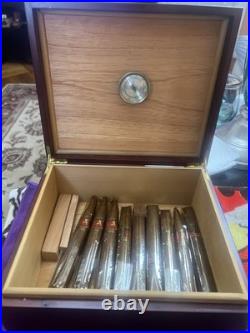 Vintage Cherry Wood Storage CIGAR HUMIDOR BOX 10 1/4 x 8 1/2 x 4 1/4