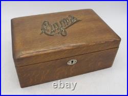Vintage Cigar Humidor Old Wooden Cigar Box Tin Lined 1920's Cool 10x7x4
