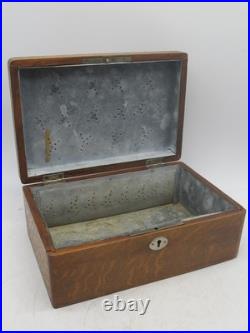 Vintage Cigar Humidor Old Wooden Cigar Box Tin Lined 1920's Cool 10x7x4