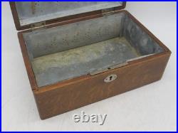 Vintage Cigar Humidor Old Wooden Cigar Box Tin Lined 1920's Cool 10x7x4