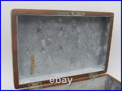 Vintage Cigar Humidor Old Wooden Cigar Box Tin Lined 1920's Cool 10x7x4