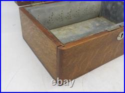 Vintage Cigar Humidor Old Wooden Cigar Box Tin Lined 1920's Cool 10x7x4