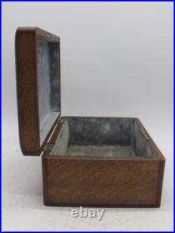Vintage Cigar Humidor Old Wooden Cigar Box Tin Lined 1920's Cool 10x7x4