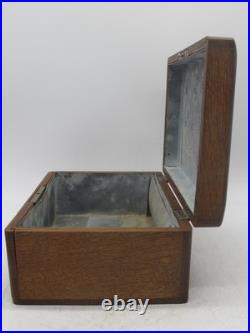 Vintage Cigar Humidor Old Wooden Cigar Box Tin Lined 1920's Cool 10x7x4