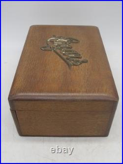 Vintage Cigar Humidor Old Wooden Cigar Box Tin Lined 1920's Cool 10x7x4