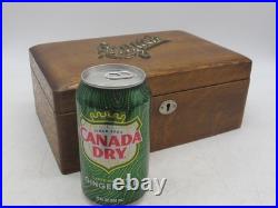 Vintage Cigar Humidor Old Wooden Cigar Box Tin Lined 1920's Cool 10x7x4