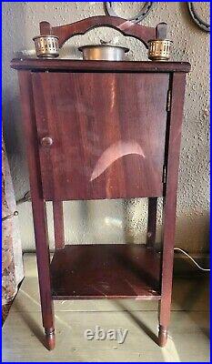 Vintage Cigar Humidor Smoking Stand Table Copper Lined Cabinet