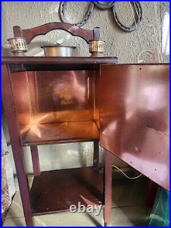 Vintage Cigar Humidor Smoking Stand Table Copper Lined Cabinet