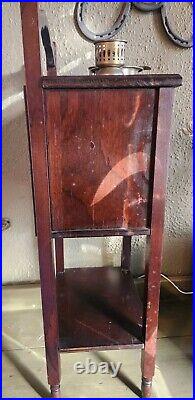 Vintage Cigar Humidor Smoking Stand Table Copper Lined Cabinet