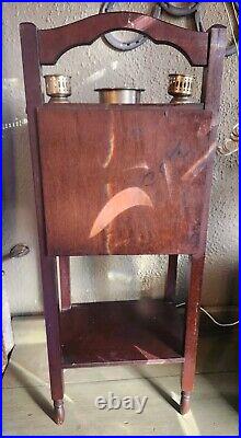 Vintage Cigar Humidor Smoking Stand Table Copper Lined Cabinet