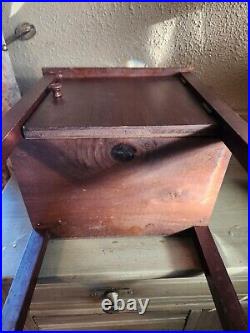 Vintage Cigar Humidor Smoking Stand Table Copper Lined Cabinet