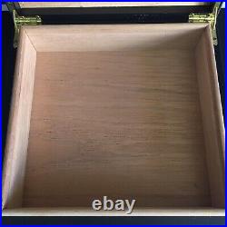 Vintage Cigar Humidor Veneered Marmalade Burr Wood with Black Trim 9x8.5x3