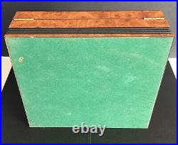 Vintage Cigar Humidor Veneered Marmalade Burr Wood with Black Trim 9x8.5x3