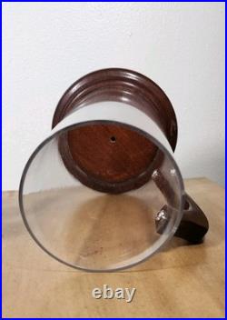 Vintage ColoniaL Cigar Tobacco Holder Clear Container with Wooden Lid Handle Base