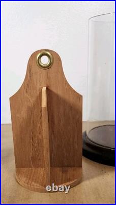 Vintage ColoniaL Cigar Tobacco Holder Clear Container with Wooden Lid Handle Base