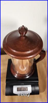 Vintage ColoniaL Cigar Tobacco Holder Clear Container with Wooden Lid Handle Base