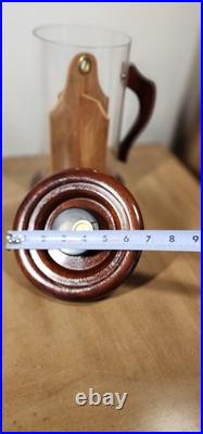 Vintage ColoniaL Cigar Tobacco Holder Clear Container with Wooden Lid Handle Base